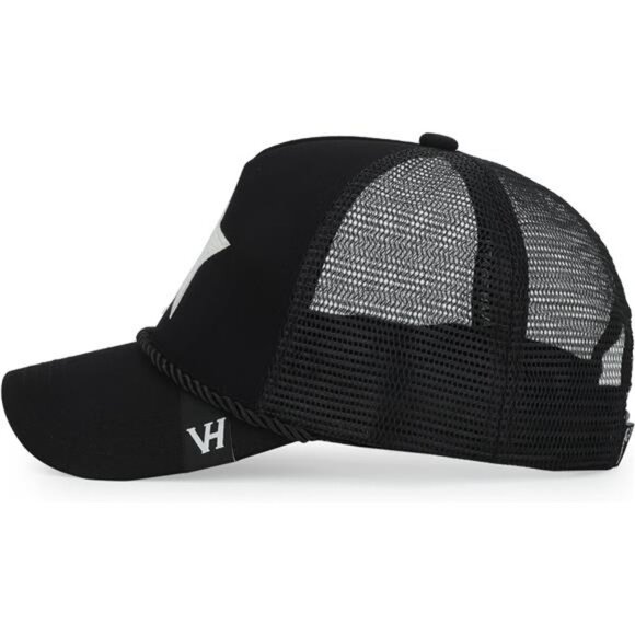 Black mesh trucker hat for women pearl star snapback adjustable baseball cap - Picture 5 of 7